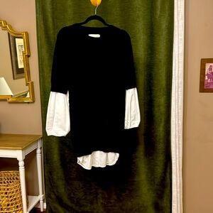 Brochu Walker cashmere Ebella Layered Mini Dress Black Onyx Size Small.